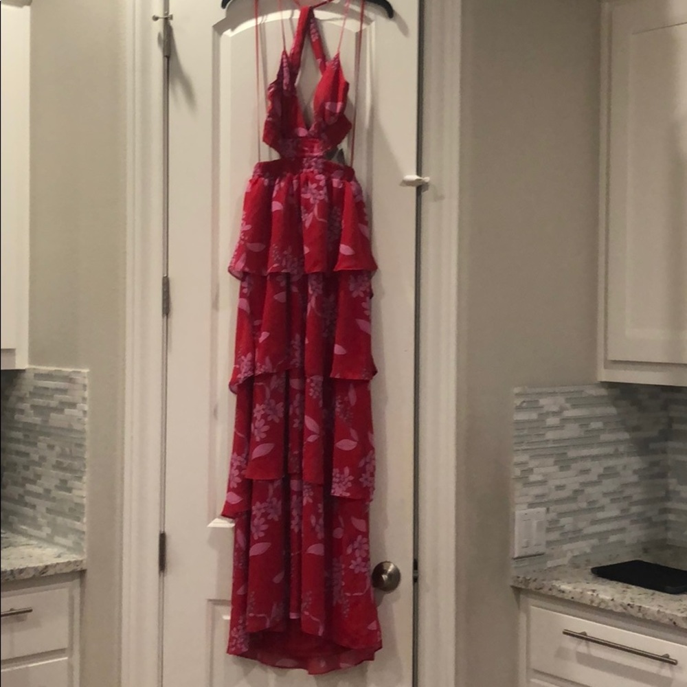 Romantic red maxi dress